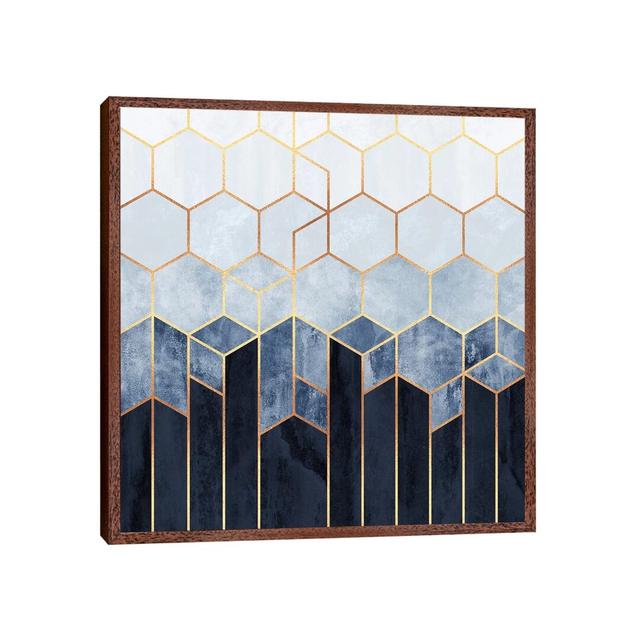 Soft Blue Hexagons by Elisabeth Fredriksson - Print on Canvas Mercury Row Size: 31cm H x 31cm W x 1.9cm D, Frame Option: Brown Framed on Productcaster.