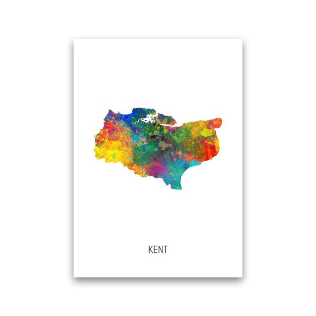 Kent Watercolour Map by Michael Tompsett - Graphic Art Ebern Designs Size: 59cm H x 42cm W x 1cm D, Format: Unframed on Productcaster.