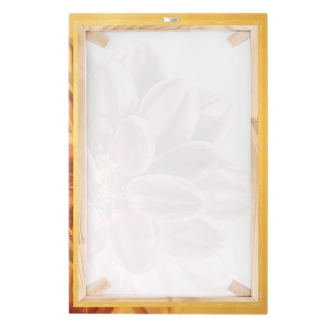 Dahlia in Copper Gold - Wrapped Canvas Graphic Art Ebern Designs Size: 90cm H x 60cm W, Format: 260g/m² canvas, Colour: Gold on Productcaster.