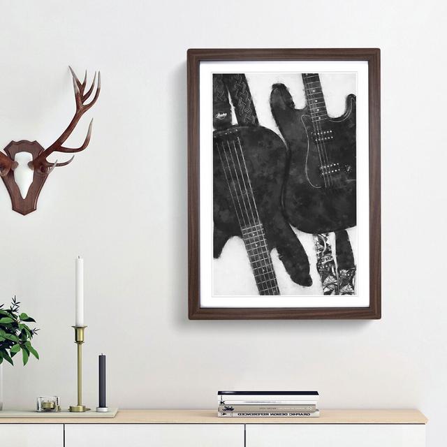 Bass & Electric Guitar - Picture Frame Graphic Art Print East Urban Home Frame Option: Walnut Framed, Size: 45cm H x 33cm W x 2cm D on Productcaster.