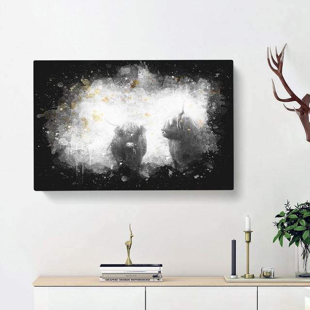 Two Highland Cows - Wrapped Canvas Painting Print East Urban Home Size: 50cm H x 76cm W x 3cm D on Productcaster.