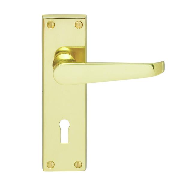 Biscayne Lock Door Handle (Set of 2) Symple Stuff Finish: Brass on Productcaster.