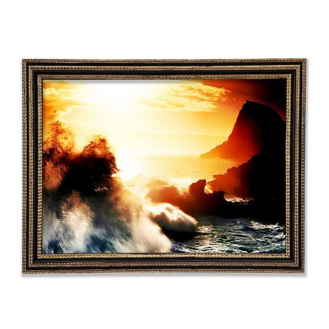 Clash Of The Sunset Waves Framed Print Ivy Bronx Size: 59.1cm H x 84.1cm W on Productcaster.