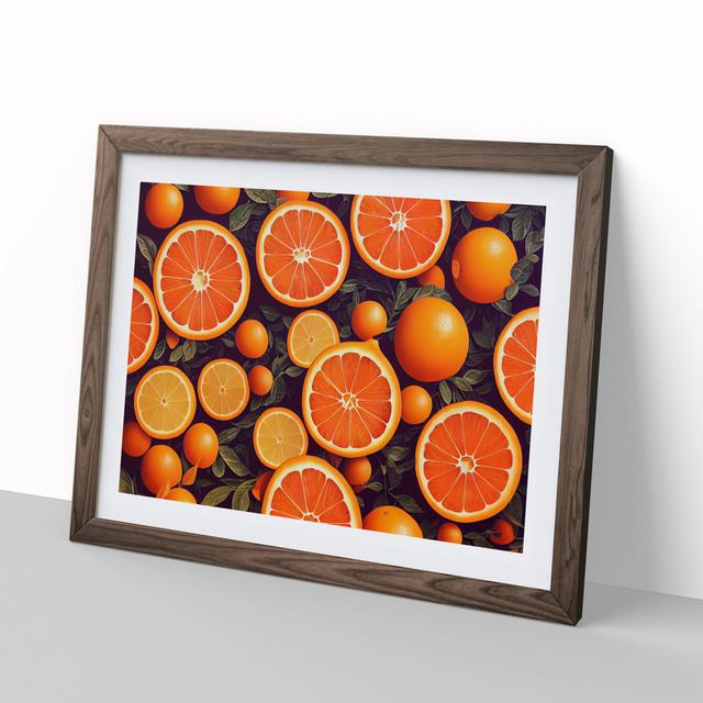 Sliced Orange Fruit - Picture Frame Graphic Art 17 Stories Size: 25cm H x 34cm W x 2cm D, Frame Colour: Walnut on Productcaster.