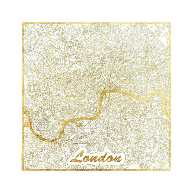 London Gold Leaf Urban Blueprint Map Borough Wharf Size: 45.7cm H x 45.7cm W x 3.8cm D on Productcaster.