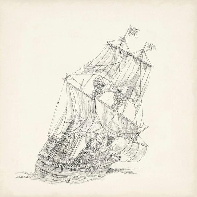 Antique Ship Sketch XI by Richard Foust - Wrapped Canvas Drawing Longshore Tides Size: 51cm H x 51cm W on Productcaster.