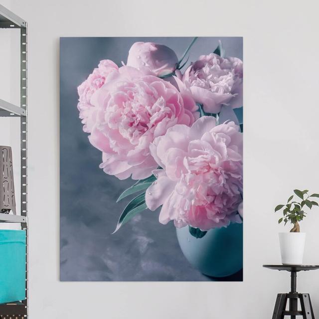 Leinwandbild Vase with Pink Peonies Shabby Ebern Designs Format: 260g/m² Canvas, Größe: 100 cm H x 75 cm B on Productcaster.