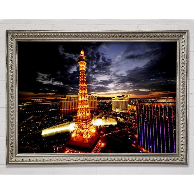 Paris Eiffel Tower Silveren Night Glow Framed Print Ebern Designs Size: 21cm H x 29.7cm W on Productcaster.