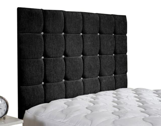 Upholstered Headboard Brayden Studio Upholstery: Naples Velvet, Colour: Black, Size: Small Double (4') on Productcaster.