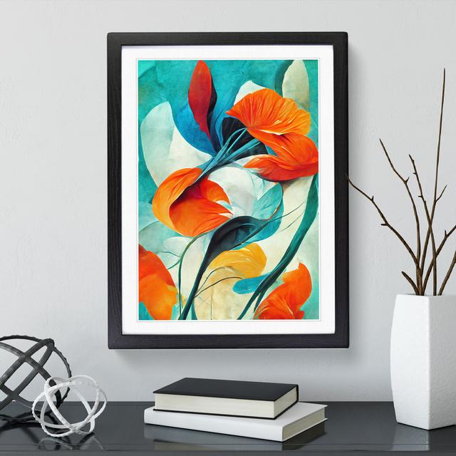 Delicate Abstract Floral No.1 - Single Picture Frame Painting Marlow Home Co. Frame Colour: Black, Size: 34cm H x 25cm W x 2cm D on Productcaster.