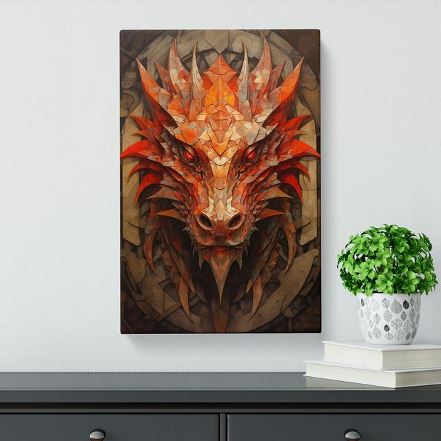 Dragon Geometric Art Happy Larry Size: 50cm H x 35cm W x 3cm D on Productcaster.