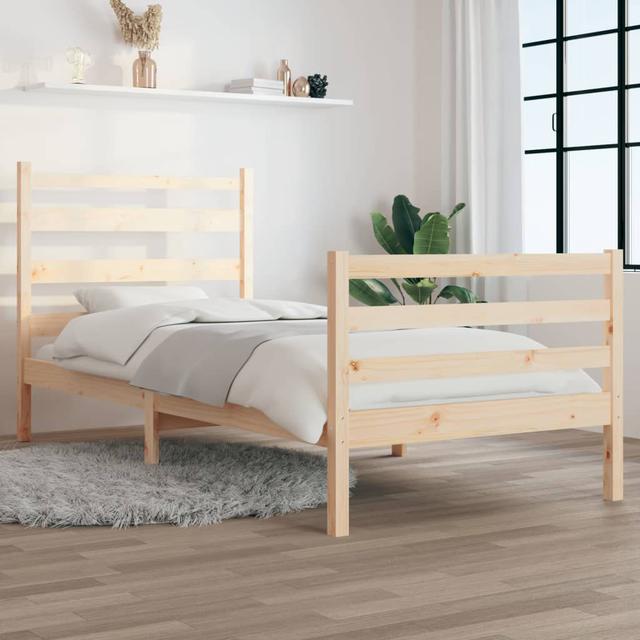 Bed Frame Solid Wood 17 Stories Size: 100 x 200cm, Colour: Light Brown on Productcaster.