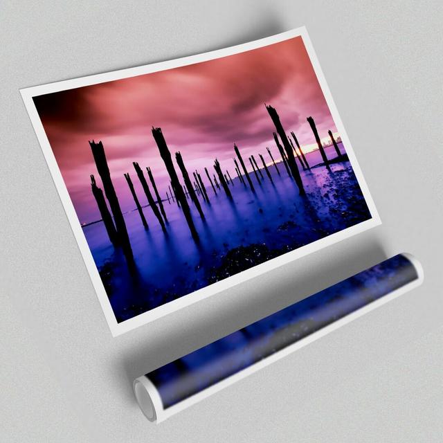 Purple Oceans Pink Skies Seascape - Graphic Art Print on Paper East Urban Home Size: 84.1 cm H x 118.9 cm W on Productcaster.