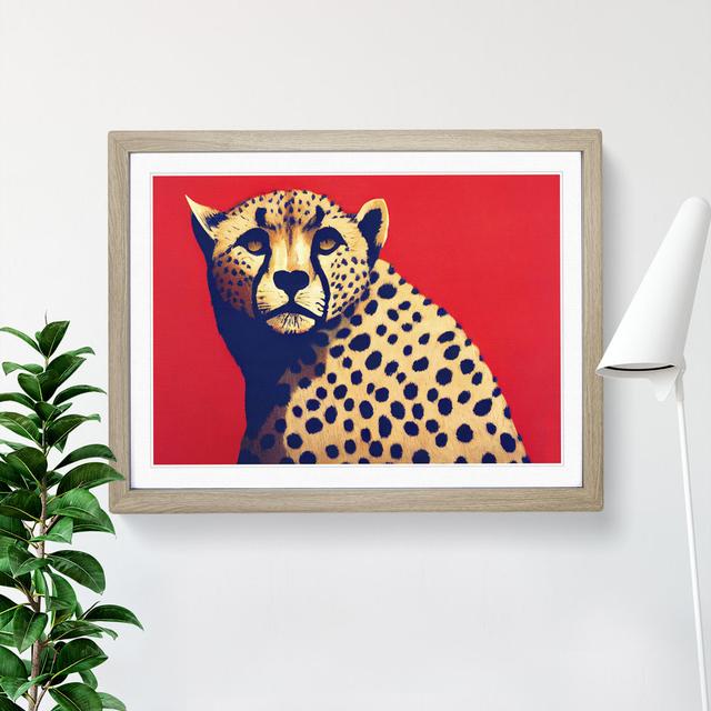 Elegant Cheetah - Single Picture Frame Painting World Menagerie Size: 25cm H x 34cm W x 2cm D, Frame Colour: Oak on Productcaster.