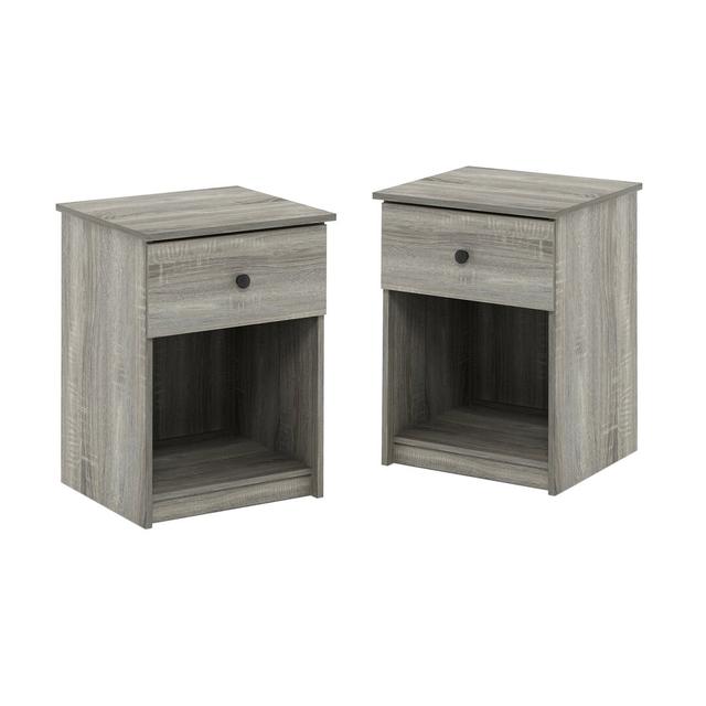 Gillian 1 Drawer Bedside Table (Set of 2) Marlow Home Co. Colour: Grey on Productcaster.