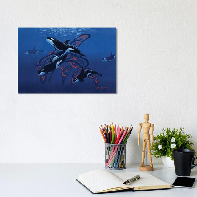 Blue Orcas Graeme Stevenson Animals Breakwater Bay Size: 20.32cm H x 30.48cm W x 1.91cm D on Productcaster.