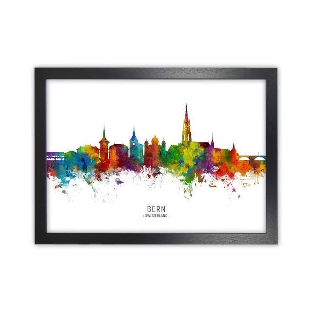 Bern Switzerland Skyline by Michael Tompsett - Graphic Art Latitude Run Format: Black Framed, Size: 46cm H x 63cm W x 3cm D on Productcaster.