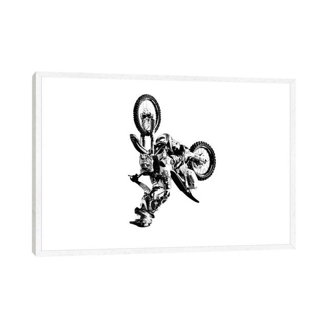 Motocross Flip White - Photograph Print on Canvas Williston Forge Size: 66.04cm H x 101.6cm W x 3.81cm D, Format: White Framed on Productcaster.