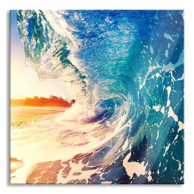 Giant Wave at Sunrise - Unframed Photograph on Glass Highland Dunes Size: 70cm H x 70cm W x 0.4cm D on Productcaster.