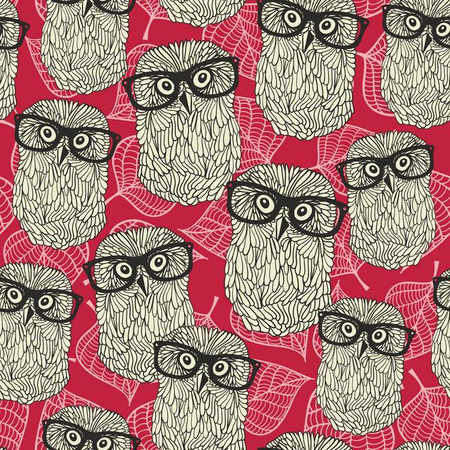 Castella Seamless Pattern With Owls On The Leaves Background. by Ekapanova - Wrapped Canvas Graphic Art ClassicLiving Size: 30cm H x 30cm W x 3.8cm D on Productcaster.