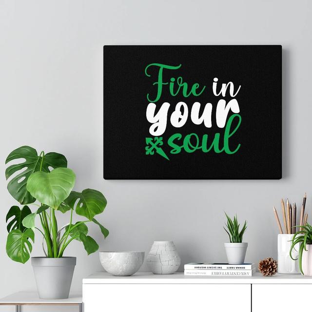 Fire in Your Soul - Wrapped Canvas Typography Blue Elephant Size: 46cm H x 61cm W on Productcaster.