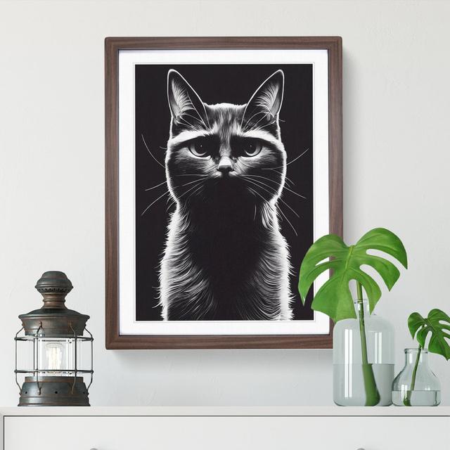 Striking Cat - Picture Frame Graphic Art Latitude Run Frame Colour: Walnut Framed, Size: 64cm H x 46cm W x 2cm D on Productcaster.