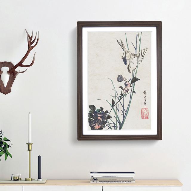 Sparrow & Flowers by Utagawa Hiroshige - Picture Frame Painting Print East Urban Home Frame Option: Walnut Framed, Size: 36cm H x 27cm W x 2cm D on Productcaster.