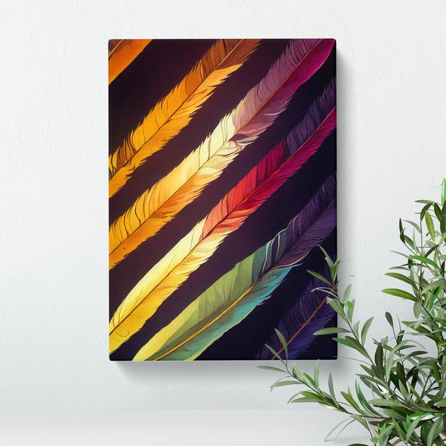 Feather Stripes - Wrapped Canvas Print Latitude Vive Size: 60cm H x 40cm W x 3cm D on Productcaster.