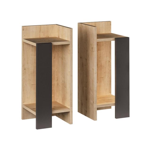 Nightstand Dmoscard, Low dresser, Bedside table, Bed shelf, 25x27h60 cm 17 Stories Colour: Oak/Anthracite on Productcaster.