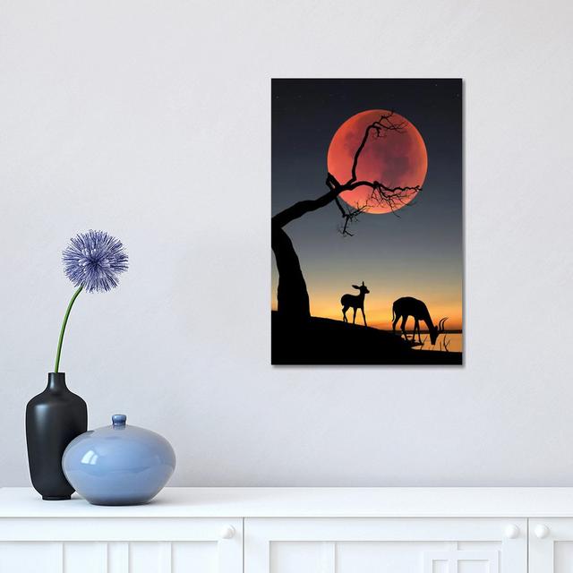 Blody Moon by Abdullah Evindar - Wrapped Canvas Painting Alpen Home Size: 45.72cm H x 30.48cm W x 1.905cm D on Productcaster.