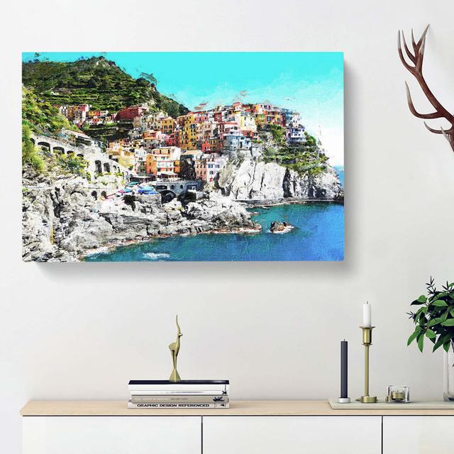 Cinque Terre in Italy - Wrapped Canvas Painting Print East Urban Home Size: 35cm H x 50cm W x 3cm D on Productcaster.