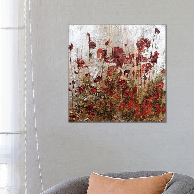 Silver Gold And Poppies by Donatella Marraoni - Wrapped Canvas Print ClassicLiving Size: 66.04cm H x 66.04cm W x 3.81cm D on Productcaster.