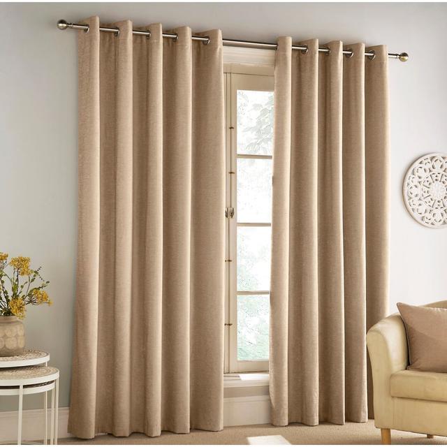 Jamarion Polyester Blackout Grommet / Eyelet Curtain Pair (Set of 2) Fairmont Park Panel Size: 229cm Width x 137cm Drop, Colour: Beige on Productcaster.