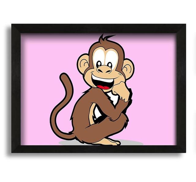 Sitting Monkey Smiling - Graphic Art on Canvas Isabelle & Max Size: 60cm H x 84cm W x 10cm D on Productcaster.