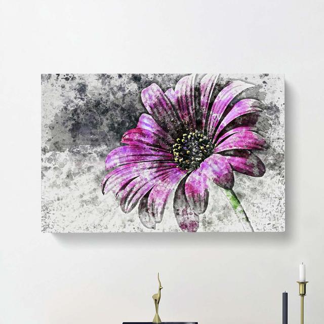 Purple Daisy In Abstract - Wrapped Canvas Print East Urban Home Size: 40cm H x 60cm W x 3cm D on Productcaster.