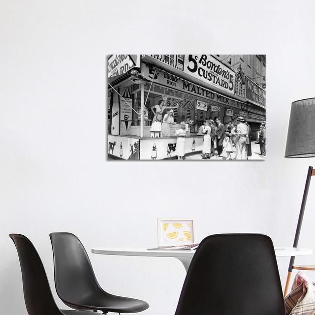 1930s Borden's 5 Cent Frozen Custard Cone Stand On Coney Island New York City NY USA - Wrapped Canvas Print Latitude Run Size: 66.04cm H x 101.6cm W x on Productcaster.