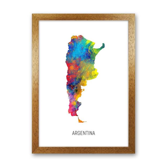 Argentina Watercolour Map by Michael Tompsett - Graphic Art Latitude Run Format: Brown Framed, Size: 63cm H x 46cm W x 3cm D on Productcaster.