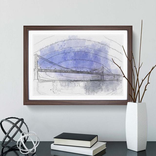 San Francisco Oakland Bay Bridge in Abstract - Picture Frame Graphic Art Print East Urban Home Frame Option: Walnut, Size: 40cm H x 60cm W x 2cm D on Productcaster.