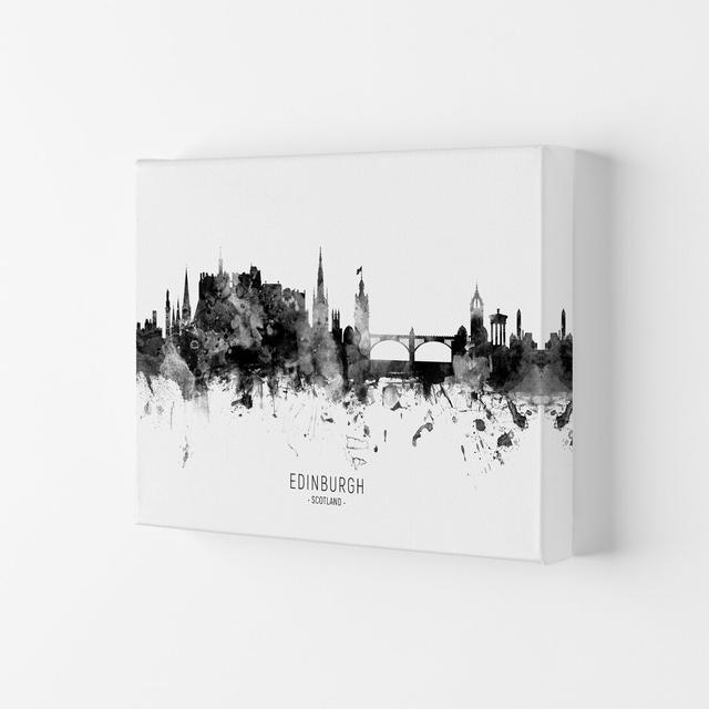 Edinburgh Scotland Skyline Black White City Name by Michael Tompsett - Print Latitude Run Format: Wrapped Canvas, Size: 42cm H x 59.4cm W x 4cm D on Productcaster.