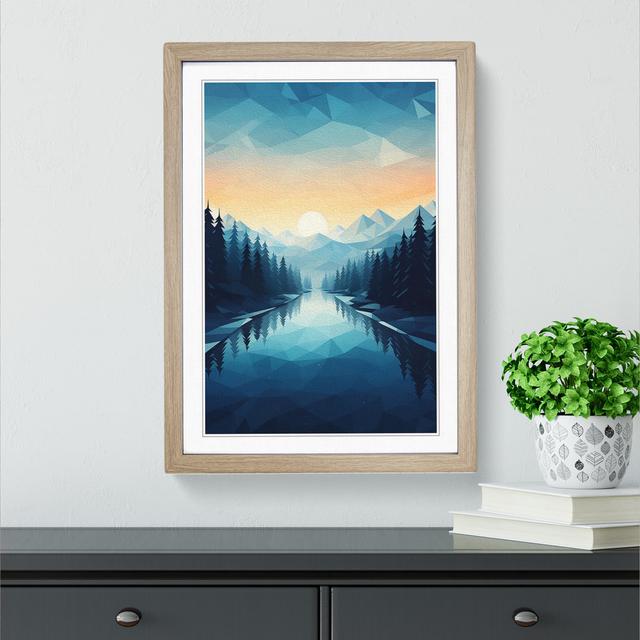 Winter Landscape Geometric No.4 - Single Picture Frame Print on Wood Alpen Home Size: 64cm H x 46cm W x 2cm D, Frame Colour: Oak on Productcaster.