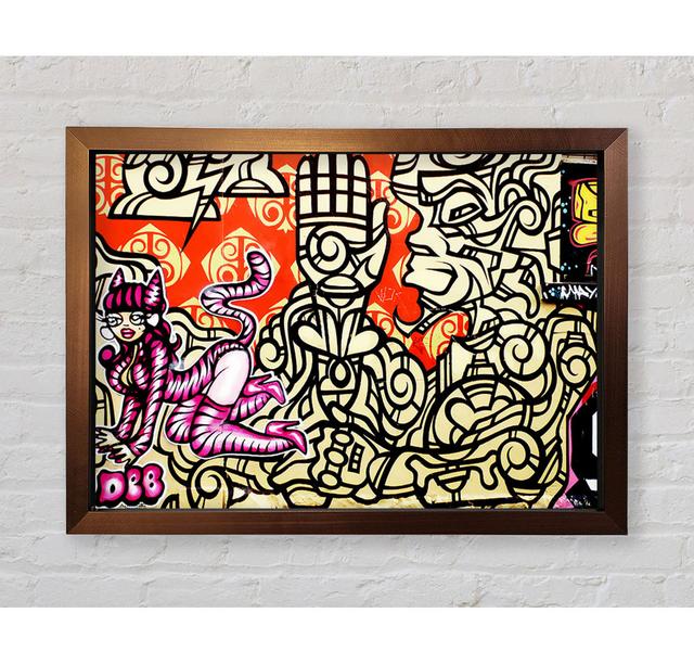 Graffiti Cat Framed Print Happy Larry Size: 59.1cm H x 84.1cm W on Productcaster.