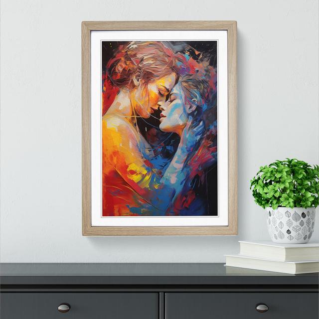 Two Women In Love Gestural No.3 - Single Picture Frame Print on Wood Marlow Home Co. Format: Oak Framed, Size: 46cm H x 34cm W on Productcaster.