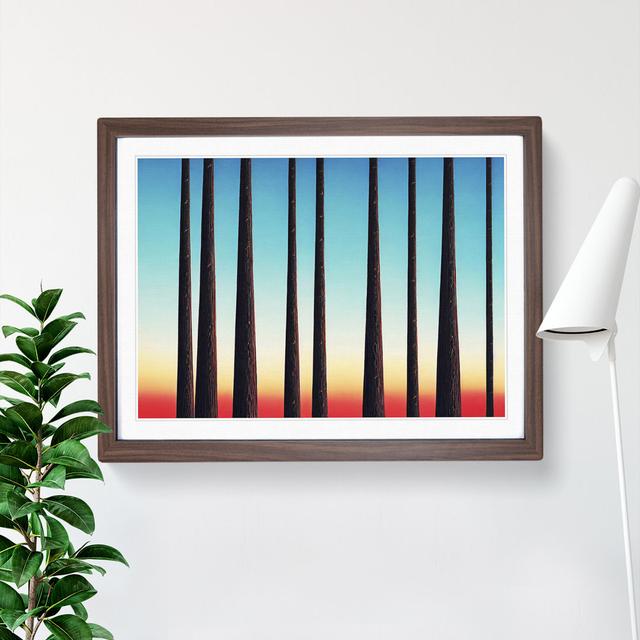 Abstract Pine Tree Forest Vol.6 - Picture Frame Graphic Art 17 Stories Size: 34cm H x 46cm W x 2cm D, Frame Colour: Walnut on Productcaster.