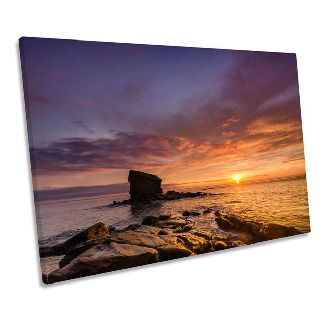 Collywell Bay Sunset Northumberland CANVAS WALL ART Picture Print Highland Dunes Size: 61cm H x 91.4cm W x 4cm D on Productcaster.