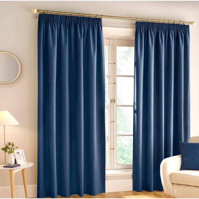 Landaff Pencil Pleat Blackout Thermal Curtain Latitude Run Panel Size: 117 W x 229 D cm, Colour: Navy on Productcaster.