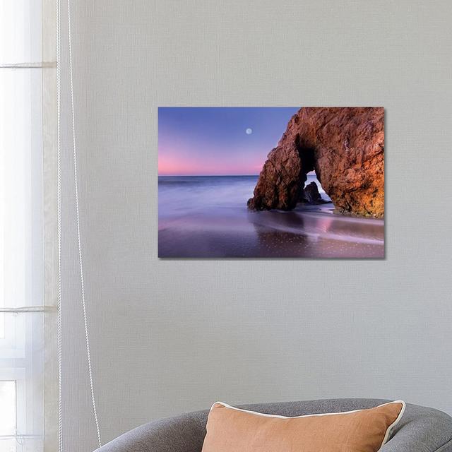 Sea Arch and Full Moon over El Matador State Beach by Tim Fitzharris - Wrapped Canvas Photograph House of Hampton Size: 45.72cm H x 66.04cm W x 3.81cm on Productcaster.