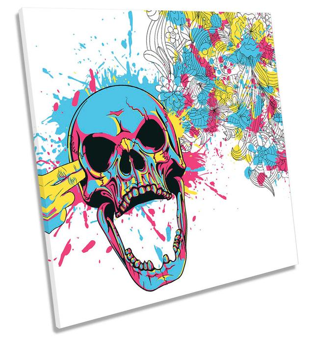 Skull Head Explosion Picture CANVAS WALL ART Square Print Happy Larry Size: 40.6cm H x 40.6cm W x 2cm D on Productcaster.