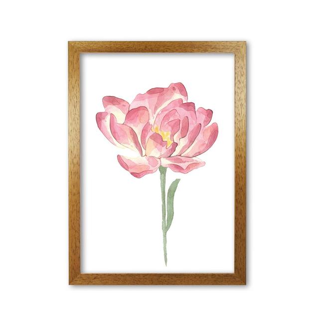 Watercolour Pink Flower - Painting East Urban Home Format: Honey Oak Frame, Size: 85 cm H x 60 cm W x 5 cm D on Productcaster.