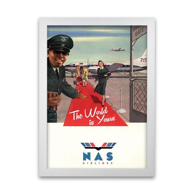 Nas Airlines Fine by David Redon - Advertisement Print on Paper George Oliver Frame Option: White Grain, Size: 59.4 cm H x 42 cm W x 5 cm D on Productcaster.