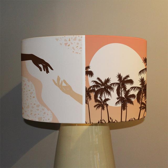 Paper Cut Male & Female, Abstract & Floral Collages, Landscape Scenes 40cm Canvas Drum Lamp Shade East Urban Home on Productcaster.